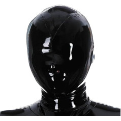 Black latex mask, rubber hooded masks with only nose opening, unisex party cosplay masquerade ball costumes