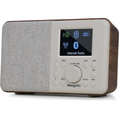 MangoKit SR10 Internet Radio with DAB/DAB+, WiFi Radio with Podcast Player, Smart DAB Radio with Bluetooth, FM Radio, Kitchen Radios Mains and Battery, Colour Display, Dual Alarms, Presets Support