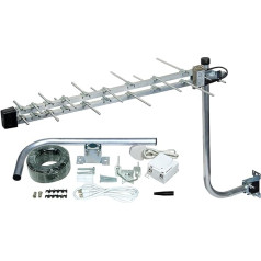 TV Aerial, SLx Megaboost High Gain Outdoor 27885R4 Compact Amplified Aerial Complete Kit For Digital TV