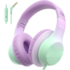 EarFun Children's Headphones, Over-Ear Headphones for Children with Cable, 85/94 dB Volume Limiter, Foldable, Adjustable, Hi-Fi Sound, HD Microphone, Comfortable Wearing, Children's Headphones for