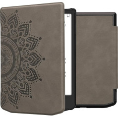 kwmobile Case Compatible with Pocketbook Verse/Verse Pro/Verse Color/Vivlio Light/Light HD Case - Faux Leather Cover - Rising Sun Grey