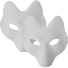 TOYANDONA Pack of 2 Fox Masks White Empty Animal Masks Unpainted Craft Masks DIY Animal Mask Masks for Halloween Parties