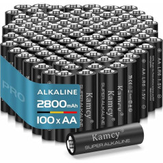 KAMCY AA Batteries Pack of 100 Disposable Batteries AA Alkaline Batteries 1.5V LR06 Mignon AA Batteries Pack of 100