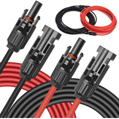 Solar Cable 6 mm² 5 m x 2 Solar Extension Cable with Solar Plug, Solar Extension Photovoltaic Cable for Solar Panel Balcony Power Plant Solar Cable (2-20 m, 4 mm2, 6 mm2)