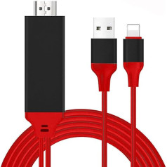 HDMI Cable for Phone Pad, 1080P HDMI Digital AV Adapter, HDMI Adapter Cable, 2 in 1 MHL to HDMI Adapter for Phone 14/13/12/11/XS/X to TV Projector Monitor (Red)