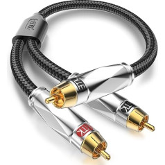 EMK RCA Y Splitter Cable, 1 Male to 2 Male Subwoofer Splitter Cable, RCA Y Cable, Heavy Duty Gold-Plated Subwoofer Splitter for Subwoofer, Home Cinema (3 Metres)