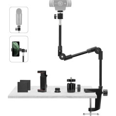 INMOZATA Projektorständer, Webcam-Ständer, Kamerahalterung mit Handyhalterung und 1,6 cm Schraube, 63,5 cm flexibler Projektorständer, Schwanenhals, Schreibtisch-Mikrofonständer