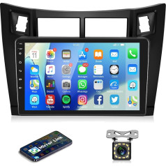 Rimoody Android Car Radio for Toyota Yaris 2005-2011, 9 Inch 2.5D Touch Screen Car Radio with iOS/Android Mirror Link Bluetooth GPS WiFi FM/RDS Radio Steering Wheel Control Rear View Camera
