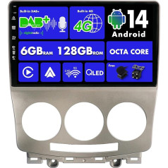 SXAUTO Android 14 - Built-in 4G LTE DAB - 6G + 128G - Car Radio for Mazda 5 (2005-2010) - Dual Band WiFi - CarPlay Android Car - LED Camera + MIC - DSP Steering Wheel Control - QLED 9 Inch 2 DIN