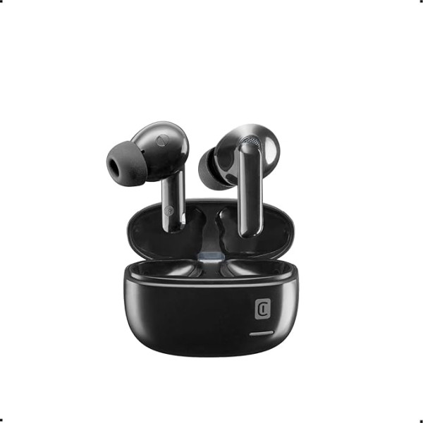 Cellularline - ECLIPSE - Kabellose In-Ear-Kopfhörer mit Ladeschale - Bluetooth - Mit ANC- und ENC-Technologie - Gesamtspielzeit 18 Stunden - Schwarz