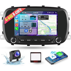 4G & 64G 8-Core podofo 7 Inch Car Radio Bluetooth for Fiat 500X 2014-2020 Carplay Android Car Wireless, WiFi GPS Navigation HiFi/RDS/FM DSP, Radio 2 DIN with Touchscreen + AHD Rear View Camera