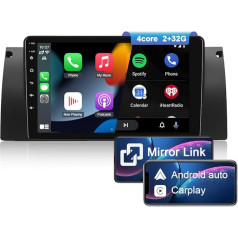 NIKOCENT 9 Inch Android 13 CarPlay Car Radio for BMW 5 Series E39 X5 E53 M5 (1996-2007), Car Radio with Android Car Bluetooth Steering Wheel Control Reversing Camera EQ DSP FM Radio (2GB+32GB)