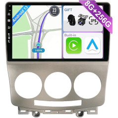 YUNTX Android 13 Car Radio Octa Core 8GB + 256GB with CarPlay Android Car DSP Camera 9 Inch IPS Touch Screen Support DAB AHD Camera GPS WiFi Bluetooth Mirror Link for Mazda 5 (2005-2010)