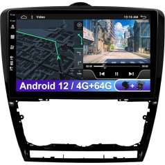 Car Radio Stereo 10 Inch IPS Touchscreen GPS Navigation for Skoda Octavia 2 A5 (2007-2014) Android 12 - DSP+Carplay Supports DAB+ WiFi Bluetooth MirrorLink FM WiFi RDS -4G+64G