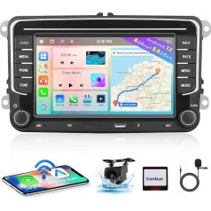 Hikity 8 Core 4+64GB Android 13 Car Radio for VW Golf 5 6 Passat Polo Tiguan Touran Caddy Skoda Radio Wireless CarPlay Android Car Bluetooth Hands-Free Kit 7 Inch Screen GPS WiFi Type-C DSP FM