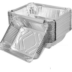 LSHMING Folienschalen, 1100 ml, antihaftbeschichtete Backformen aus Aluminiumfolie, lebensmittelechte Aluminiumfolienbehälter, Aluminiumfolie