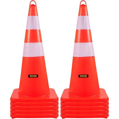 VEVOR Safety Cones, Pack of 10 28 Inch Traffic Cones, Orange PVC Construction Cones, 2 Reflective Collars, Traffic Cones with Weighted Base and Hand Ring, for Traffic Control
