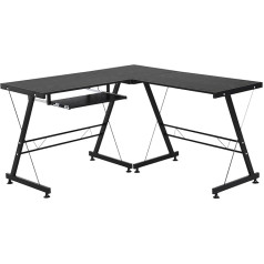 Homcom Computer Desk Workstation, Flexible MDF Steel, Black / White, 210 x 50 x 73.5 cm