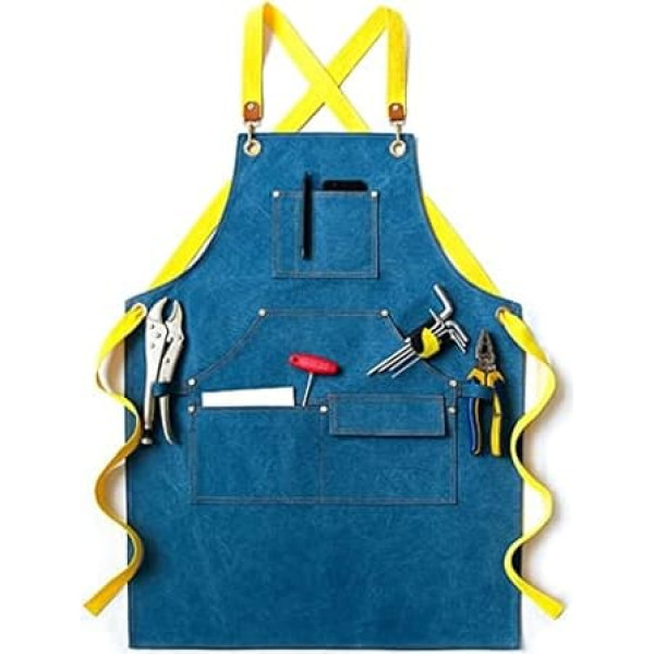 Tischlerschürze Arbeitsschürze Schweißschürze for Carpenters for Barber Chefs Kellner (Color : Blue, Size : XL)