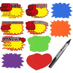 Pack of 500 Burst Sign Blank Neon Tags, Colourful Paper Price Tags for Writing Price Display, Price Label Burst Solar Tags for Retail Garage Market Retail Favours Business