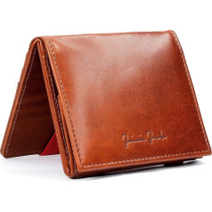Jaimie Jacobs Flap Boy - Magic Wallet with Coin Compartment and RFID Protection, Magic Purse with Change Compartment for Men, Genuine Leather Brown