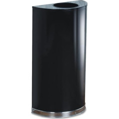 European & Metallic Series Open Top Receptacle, Half-Round, 12 gal, Black/Chrome