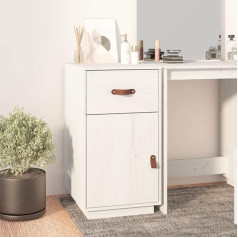 OHOOWOO Schreibtisch-Schrank Weiß 40x50x75 cm Massivholz Kiefer,Rustikaler Kiefernholz Schreibtischschrank mit viel Stauraum Aufbewahrungsschränke, Schließfächer