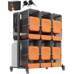 VEVOR Klappstuhlständer, 361 kg Tragkraft, Stuhlwagen für 84 Stühle/12 Tische, doppellagiger Stuhl-Aufbewahrungswagen mit Gummirädern und -haltern, großer Stuhlhalter, mattschwarz