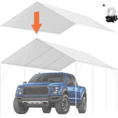 VEVOR Carport Replacement Canopy 11ft x 20ft Heavy Duty Garage Top Tent Shelter Tarp Waterproof and UV Protected Easy Installation with 40 Free Balls (Cover Only)
