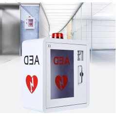 AED Cabinet, Wall Mounted Storage Cabinet for First Aid AED Defibrillators, Metal Steel Plate with Alarm and Light, for Home, Office, Hospital and Public Places
