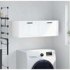 Wall Cabinet High Gloss White 100 x 36.5 x 35 cm Wood Material Spacious Wall Shelf Made of Wood Material with Moisture-resistant Surface for Order and Decoration Storage & Organising, Locking Cabinet