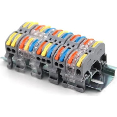 FACSER Wire Electrical Din Rail Connectors Fast Compact Conductor Wiring Cable Connector LED Push-in Butt Terminal Block 2Pin(K411AB,50PCS)
