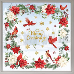 wondever Window Sticker Christmas Flowers Cardinal Birds Window Sticker Christmas Flowers Leaves Window Stickers Anti-Collision Double-Sided Glass Sticker Christmas Decoration