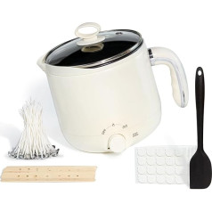 JULWHISPER Wax Melter for Candle Making 1.8 L/60 oz Wax Melter with Pouring Device - Wicks, Wick Stickers, Centring Device, Mixing Spoon Included - EU Plug