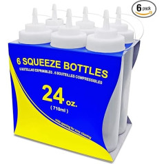 New Star 26238 Wide Mouth Plastic Squeeze Bottles, 24-Ounce, Clear, Set of 6