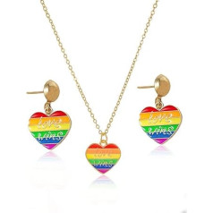 KSJEHW Pride Jewellery Set LGBTQ Accessories Gay Pride Bracelets Pride Necklaces Pride Pins Rainbow Earrings Lesbian Gay Bisexual Trans LGBTQ Stuff Gifts for Men Women