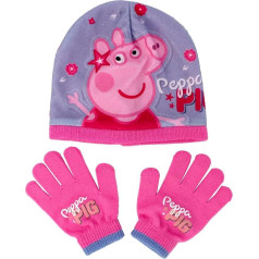 Peppa Pig Hat and Glove Set, Age 2-6 Years, 2 Piece Set, Beanie and Gloves, Pink, Rose, rose