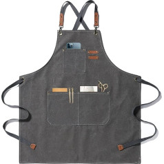 BBQ Aprons for Men, Practical Work Apron, Work Apron with Pockets with Adjustable Straps for Hairdresser, Kitchen, Gardener