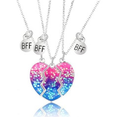 Bff Chains, 3 BFF Friendship Necklaces, Birthday Gift, Best Friends Chains, Splicing, Heart, Friendship Chain, BFF Necklace, Pendant, Cute Magnetic Necklace for Best Girls, Gift, Metal, No Gemstone