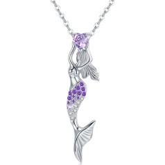 CUOKA MIRACLE Girls' Necklace Mermaid Chain 925 Sterling Silver Zirconia Mermaid Pendant Jewellery Gifts for Women Children
