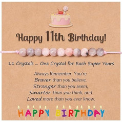 Mezrkuwr Birthday Gifts for Girls, Pink Natural Stone Bracelet with and Message Card for Daughter/Granddaughter/Niece Birthday Gifts for Girls