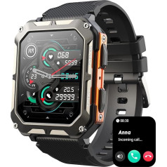 Men's Smartwatch with Phone Function Sports Watches IP68 Waterproof Military Watch 1.83 Inch Fitness Watch with Blood Pressure Measurement 123 Sports Modes Outdoor Tactical Watch Military Smartwatches
