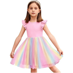 Arshiner Girls' Dresses Toddler Tulle Dress Flying Sleeves Princess Dress Festive Dress Tutu Children's Dress Cotton Party Dress Birthday Wedding Summer Dress 2-7 Years