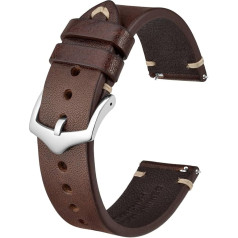 BISONSTRAP Watch Strap for Men, Handmade Stitching Leather Strap, Quick Release, 18 mm, 20 mm, 22 mm