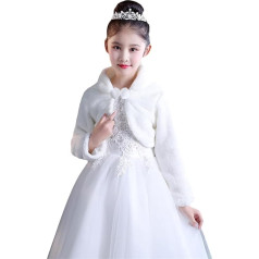 Ommda Girls' Bolero Jacket Faux Fur Long Sleeve Warm Flower Girl Wedding Jacket for Wedding Party