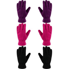 Geyoga 3 Pairs of Children's Fleece Gloves Winter Full Finger Mittens for Boys Girls