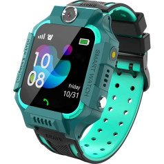 PTHTECHUS Children's Game Smartwatch Phone, Child Watch Touchscreen Watch with Call Calculator Torch Pedometer SOS Alarm Clock Camera, Gift for Boys Girls Students (Blue)