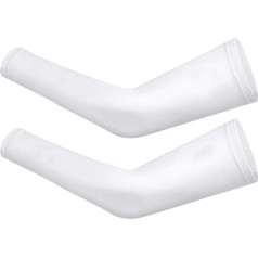 MAGT UV Protection Arm Sleeves, 1 Pair Breathable Cooling Sun Arm Sleeves Arm Warmers, M White