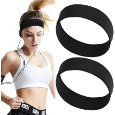 BETESSIN 2 x Hair Band Sport Yoga Non-Slip Headband Unisex Sweatband Head Elastic Lightweight Headband Women Men Running Fitness Gym Headband Black/Grey/White