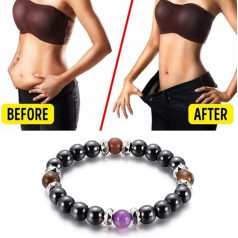 BESTT Magnetic Bracelet - Unisex Hematite Therapy Stone Round Beads Stretch Bangle for Weight Loss Weight Loss Anti-fatigue Jewellery, Stone